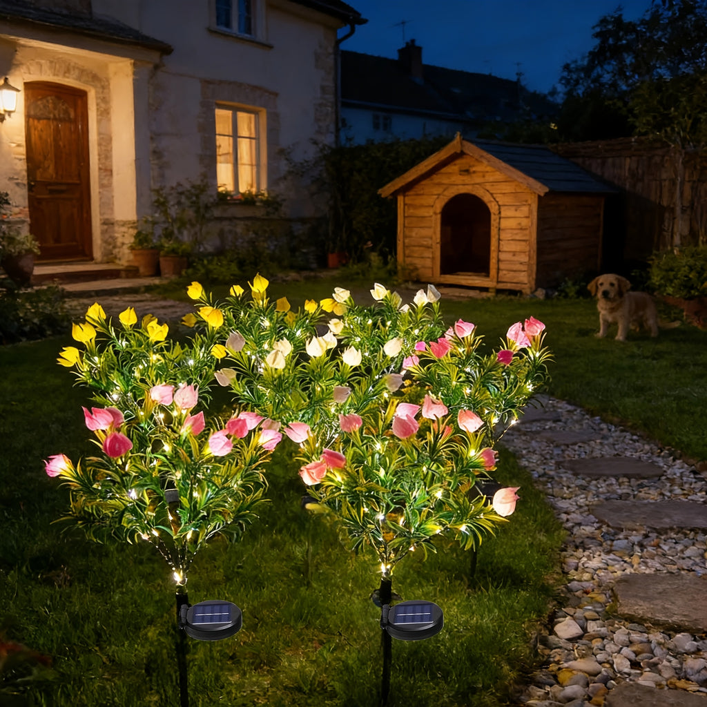 2026 Spring New Arrival! Solar 10-Head Colorful Light Gardenia Ground Insert Garden Light, Light Sensor, Automatic On/Off, Suitable for Garden, Path, Courtyard, Patio, Lawn, Valentine's Day Mother's Day