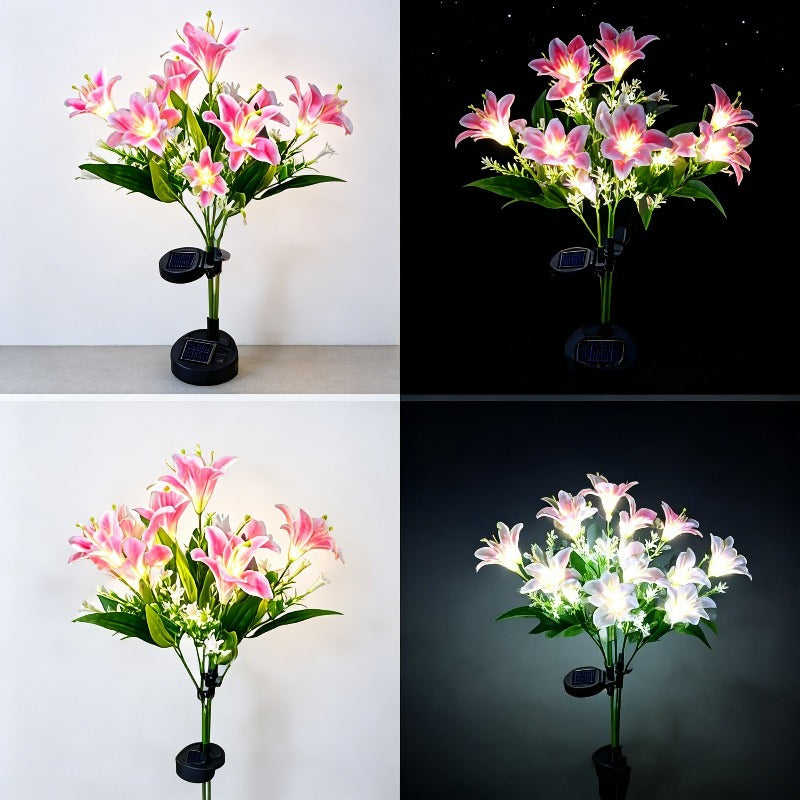 7-Head Solar LED Lily Flower Light, IP65 Outdoor Decoration, Ideal Choice for Valentine‘s Day, Garden, Courtyard, Yard and Romantic Anniversary Lighting
