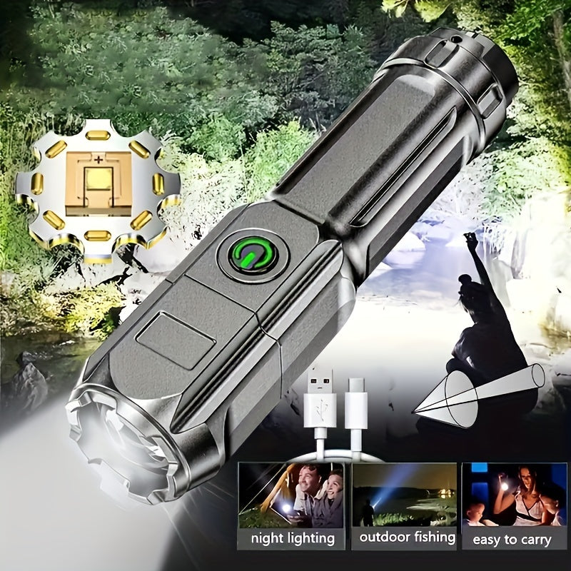 ANYICE 1 Piece 400mAh/800mAh Ultra-Bright Zoomable Flashlight, Compact, Rechargeable Long-Distance IPX4 Durable LED Light, Adjustable Zoom Light for Outdoor & Home Use