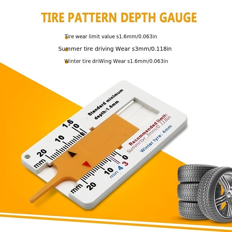 Shawty Tire Tread Depth Gauge, 0-20mm Tire Measurement Ruler, Portable Tire Tread Depth Detector, Vernier Depth Caliper, Plastic Measuring Tool for Car, Motorcycle, Truck, RV, Trailer Wheels, Home Christmas Gift