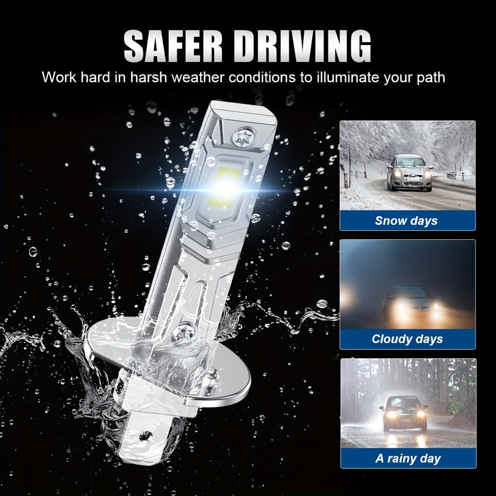 LupuAuto 2-Pack H1 LED Headlights, 1:1 Mini Super Bright Headlight Bulbs, 6500K White Light, 20000 Lumens, 90W, 12V Hardwired, Plug-and-Play, No Adapter Needed, No Battery Required, Suitable for Motor Vehicles