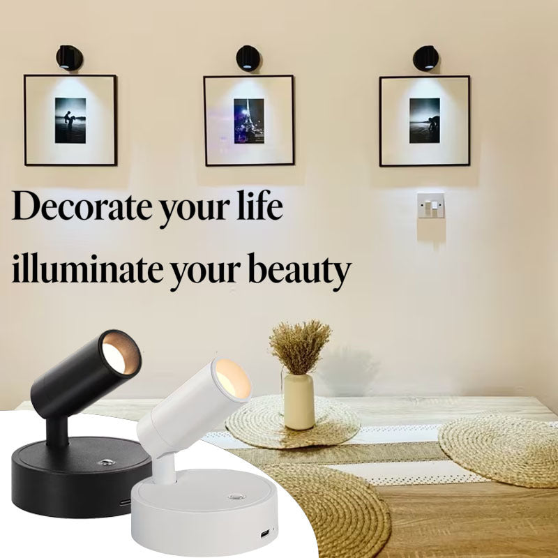 1/2Pcs Bedroom Spotlight, Black & White Shell, Rechargeable Magnetic Wall Lamp, Night Reading Light, Minimalist Decor Spotlight for Bedroom Bedside Desk Living Room Night Light
