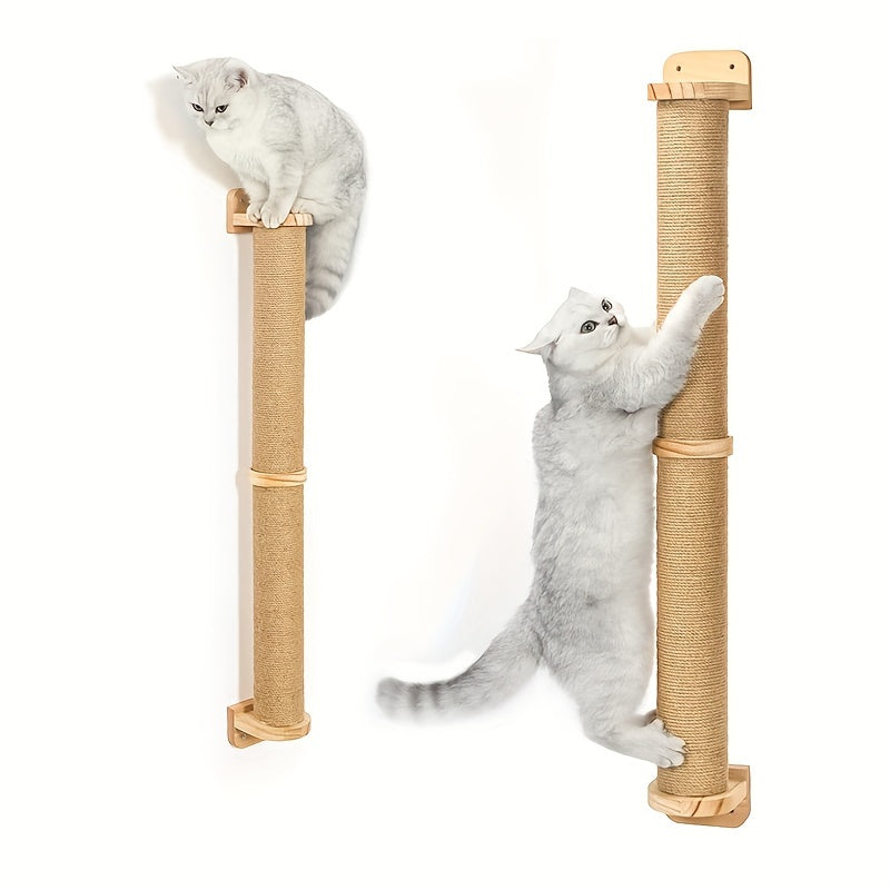壁挂式猫抓柱 适用于大猫和小猫 - 室内猫活动树带黄麻绳抓板,猫抓板 实木猫墙家具猫爬管
