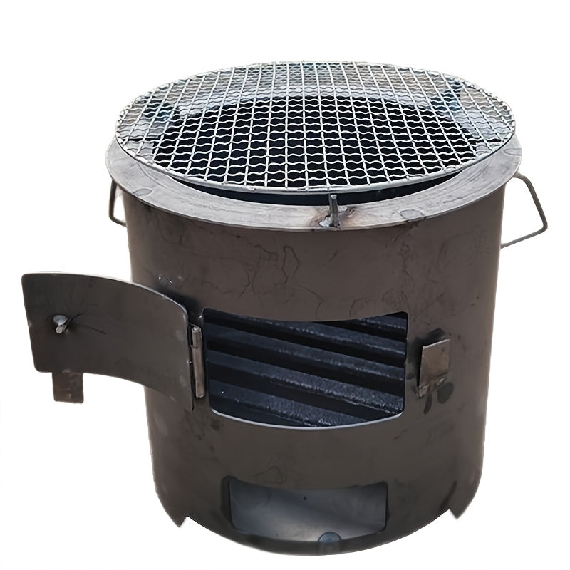 Portable Mini Outdoor Fire Pit Stove, BBQ Enclosure Fireplace, Multi-Functional Charcoal Stove, Camping Wild Cooking Wood Stove, Tea Boiling, Heating, BBQ & Rice Cooking