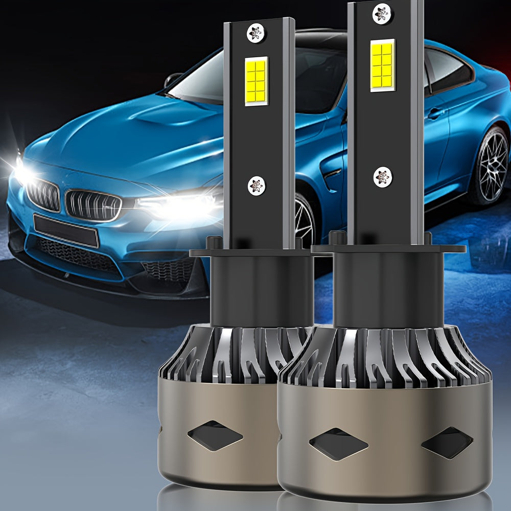 2 LED Car Headlights, 6500K White Light, High/Low Beam Dual Mode, 600% Brightness Increase, CSP Chip, Aluminum Housing, 12-24V Voltage, Battery-Free Installation, Compatible with H4 H1 H7 H11 9005 9006 9012 HB3 HB4