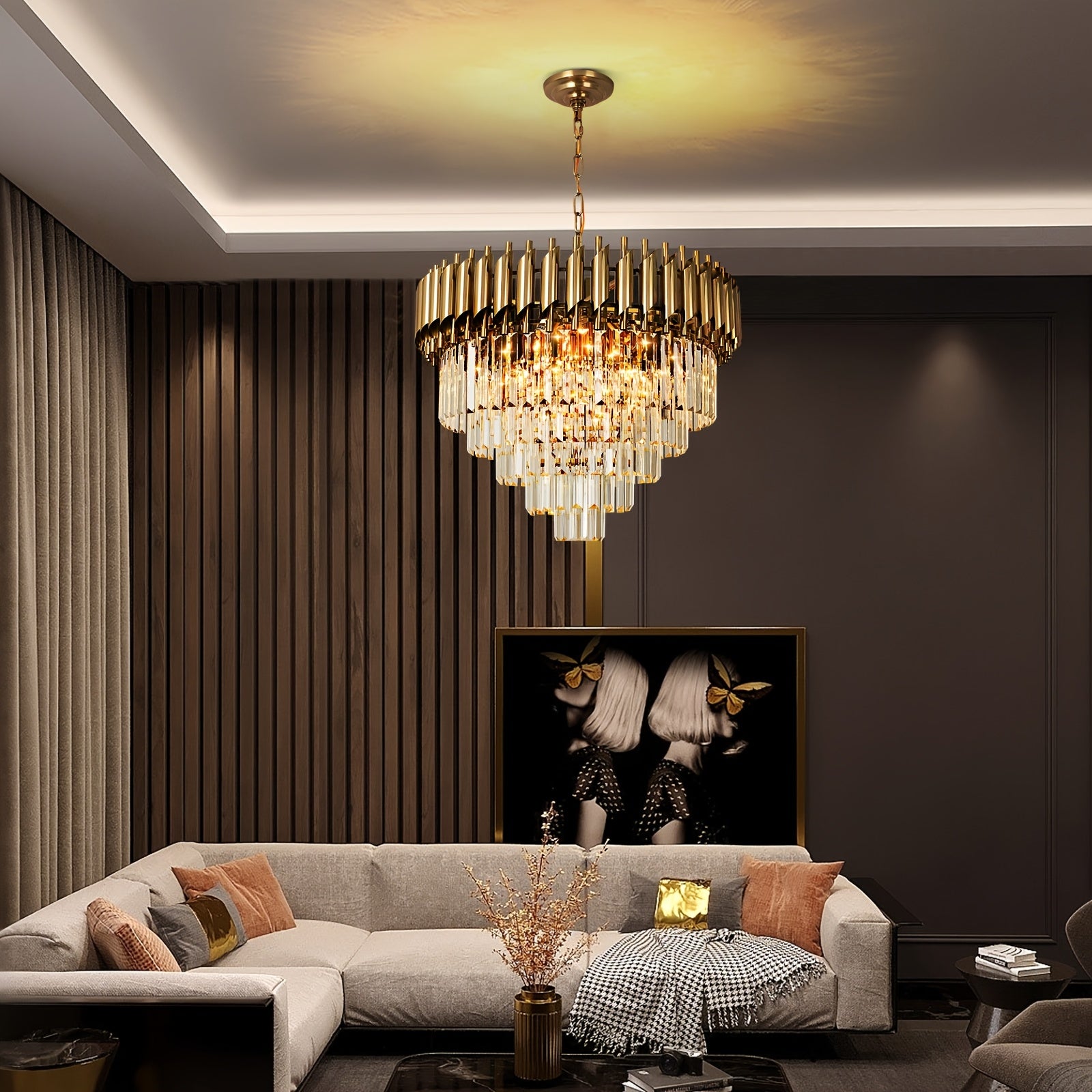 600 large gold crystal chandelier