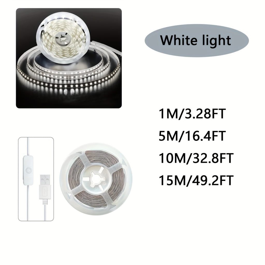 USB LED 灯、白色 LED 灯条、电视背光 LED 灯、线上开关 LED 灯条、室内卧室家居装饰客厅、万圣节、办公桌配件、旅行、露营、派对、圣诞节生日礼物的完美选择