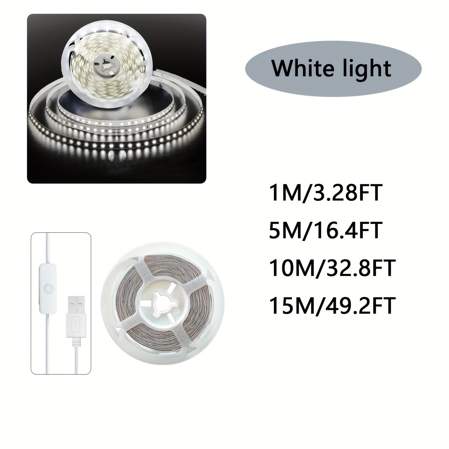 USB LED 灯、白色 LED 灯条、电视背光 LED 灯、线上开关 LED 灯条、室内卧室家居装饰客厅、万圣节、办公桌配件、旅行、露营、派对、圣诞节生日礼物的完美选择