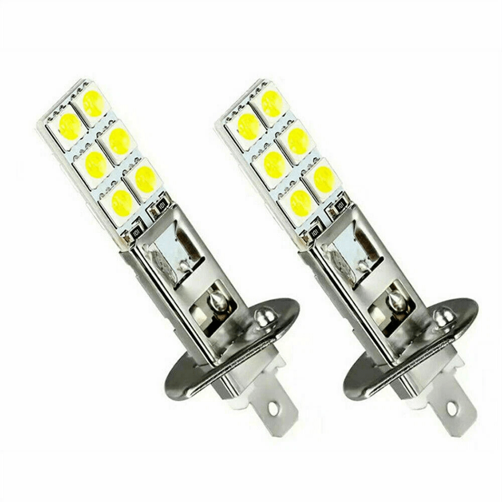 4x白色H1 5050 LED大灯灯泡高低光束灯6000K雾灯100W