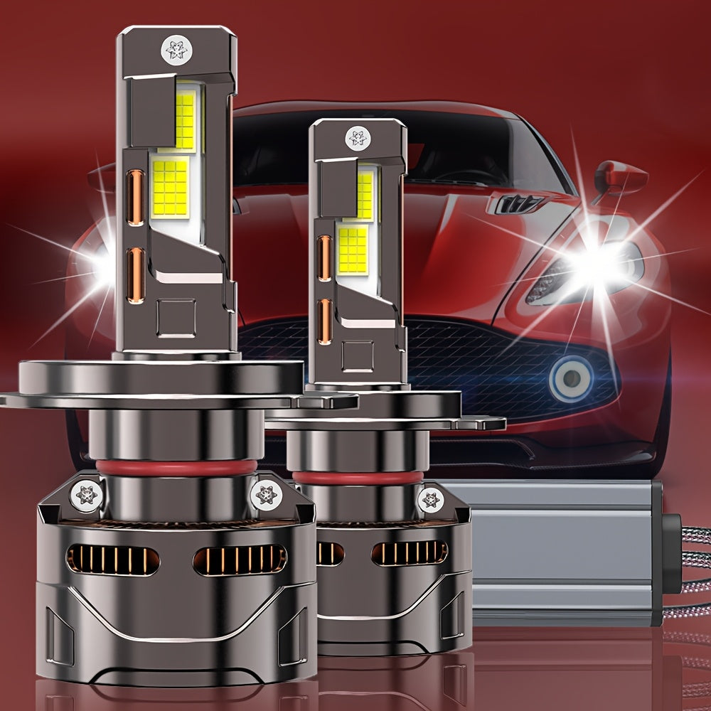 2-Pack 59800 Lumens LED Car Headlights High Power 360W High/Low Beam 7500K LED Bulbs H1 H4 H7 H11 9005 9006 9012 12V/24V 360° Beam Angle 950% Brightness Increase Fits Most Car Models No Battery Included QY029