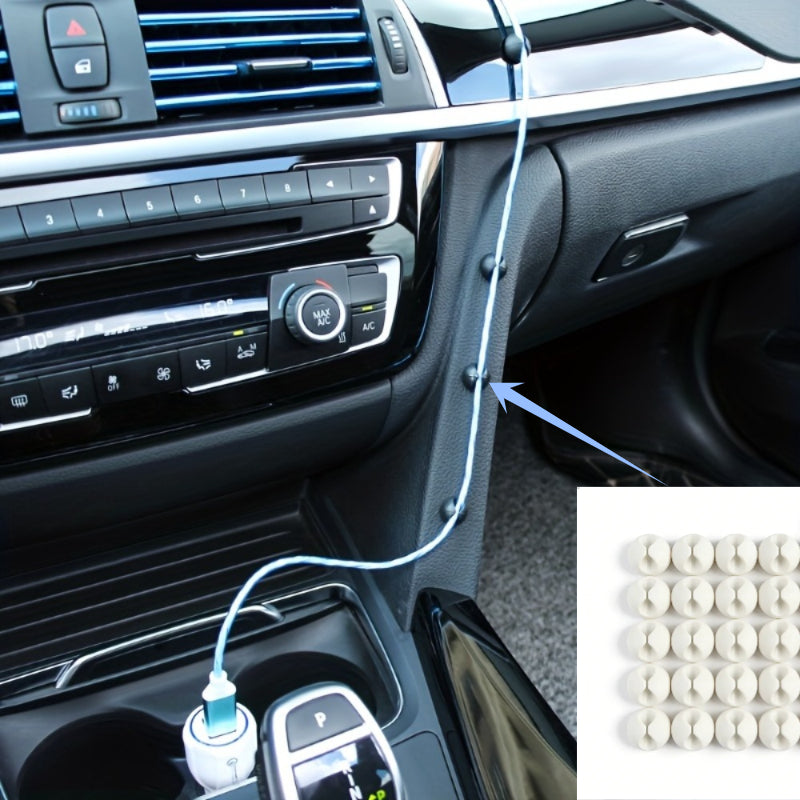 20-Pack Dashboard Wire Organizer Clips | Plastic Cable Manager for Headphone & Charging Cords, Universal Car Interior Accessory