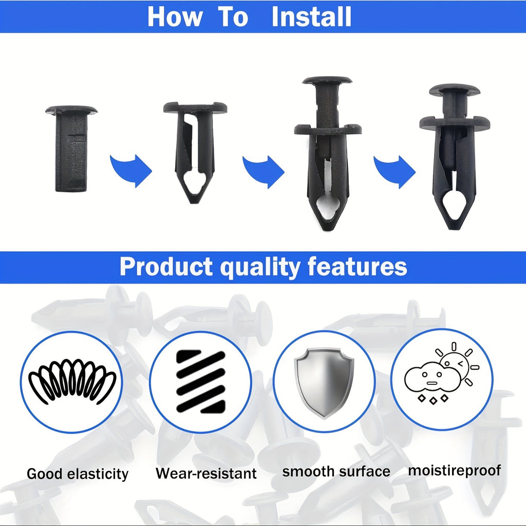 100pcs ATV Bumper Clip Push Fasteners, Compatible with Honda 90653-HC4-900 / 7661855