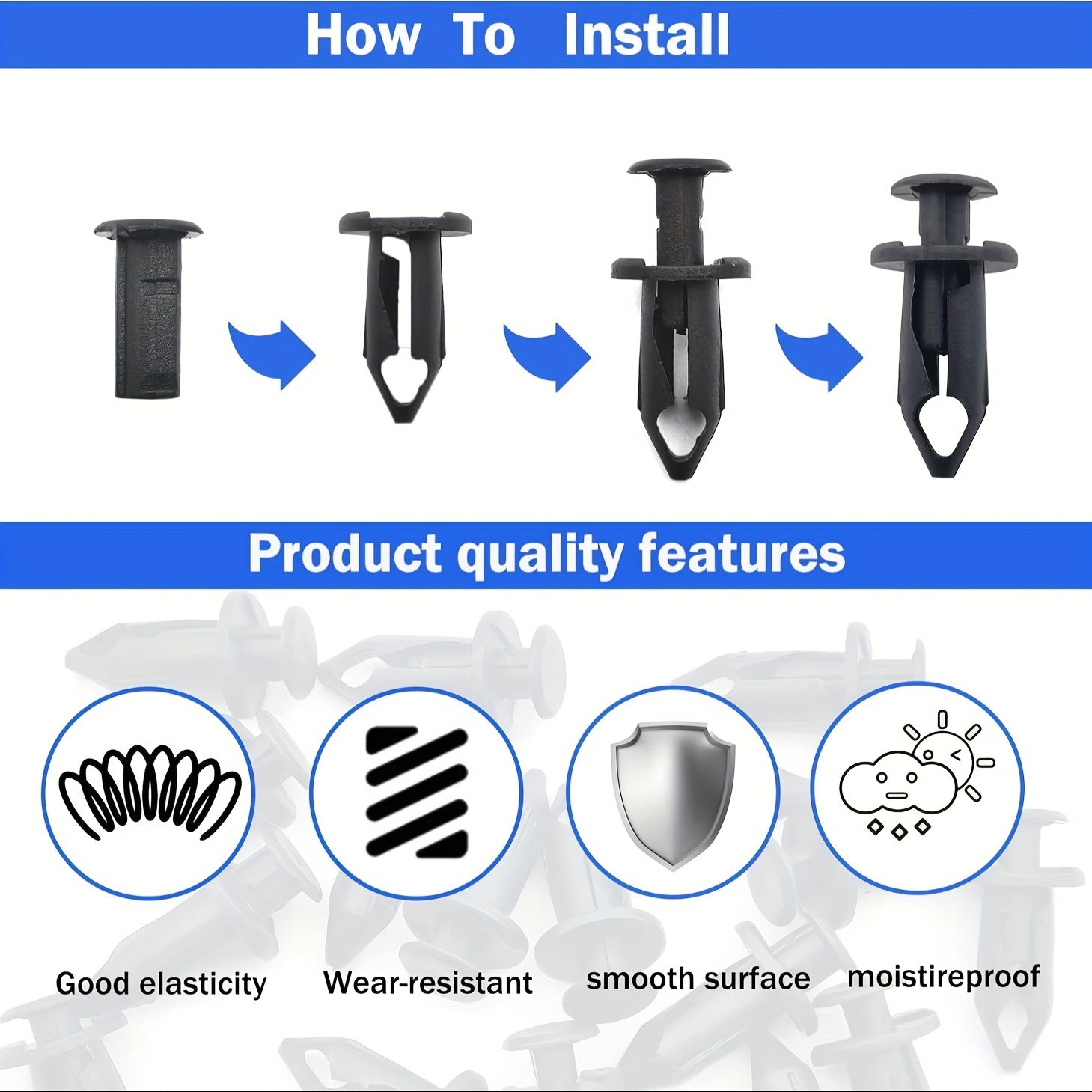 100pcs ATV Bumper Clip Push Fasteners, Compatible with Honda 90653-HC4-900 / 7661855