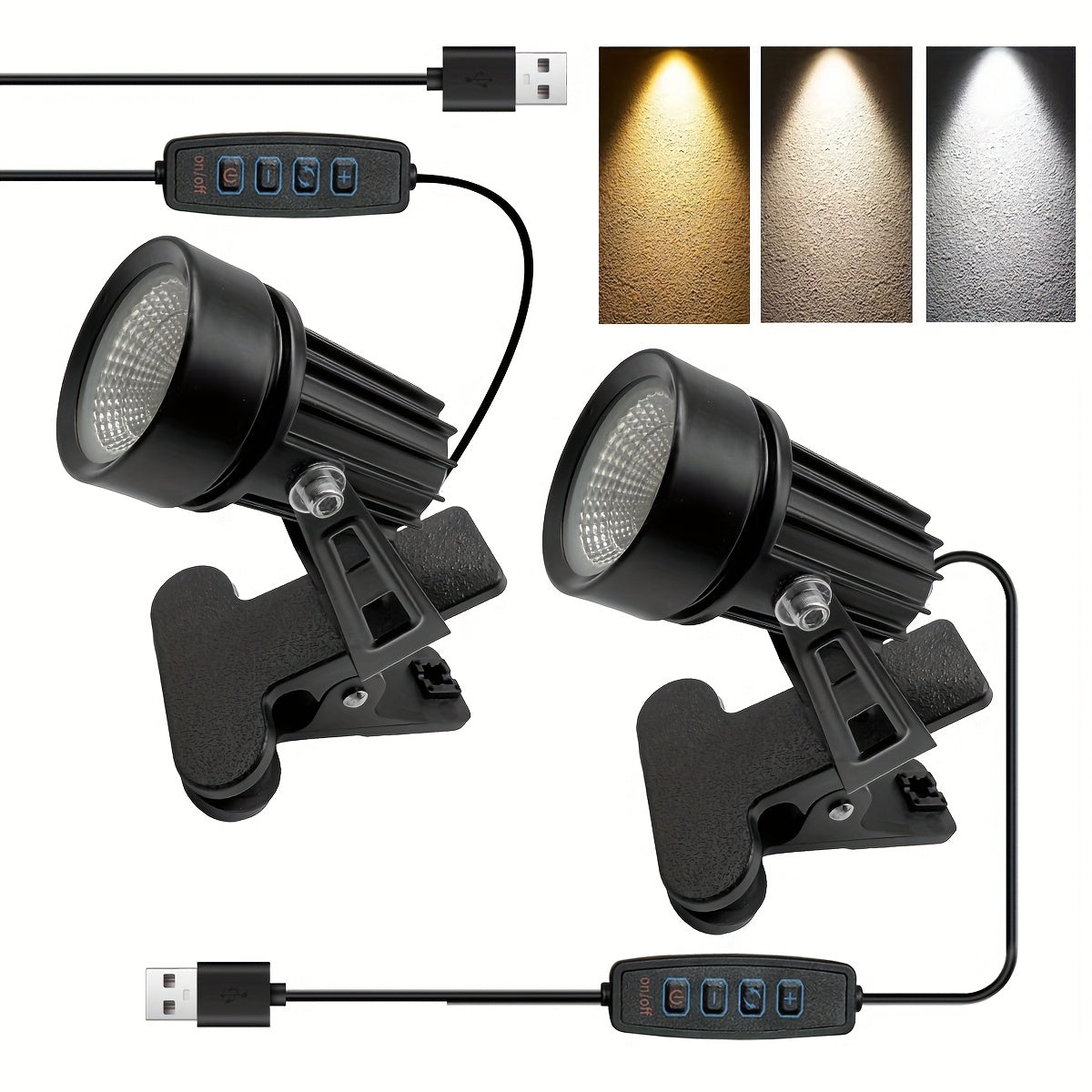 Clip-On Plant Grow Light, Mural Spotlight Landscape Lamp, 3 Color Temperature & Brightness Adjustable LED Focus Light, Indoor Decor Spot Lamp for Potted Plants, Home Living Room Decor Lighting, Desk Reading Lamp