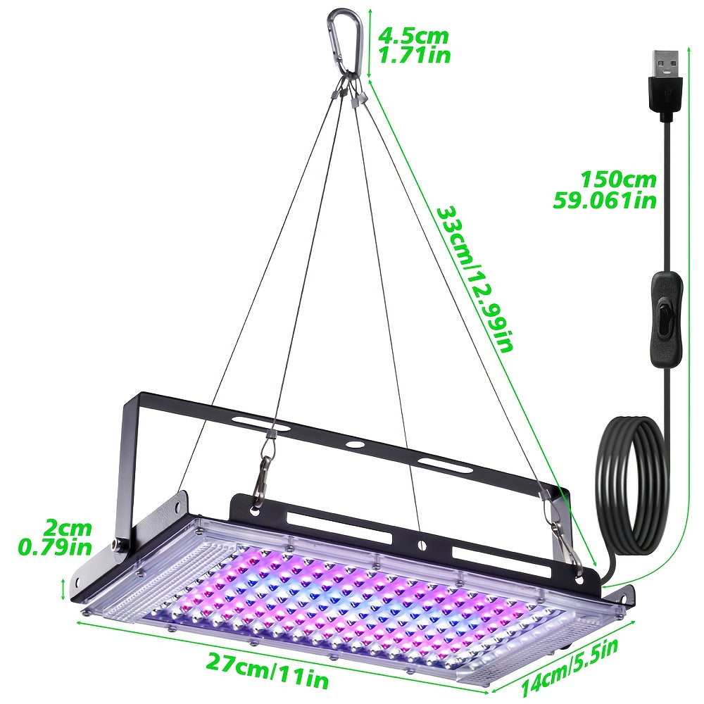 Available in 1/2/3-Pack, Equipped with 144 LED Beads, Full Spectrum Light for Plant Growth, 5V USB Plug, Hanging Grow Light with On/Off Switch, Ideal for Indoor Plants at Growth and Flowering Stages