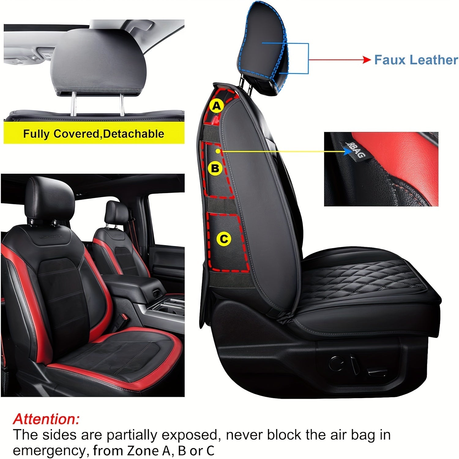 Leatherette Seat Covers for Ford F150, Fits 2015-2025 F150 Super Truck and 2017-2025 F250 F350 F450 Super Truck Cab Pickup