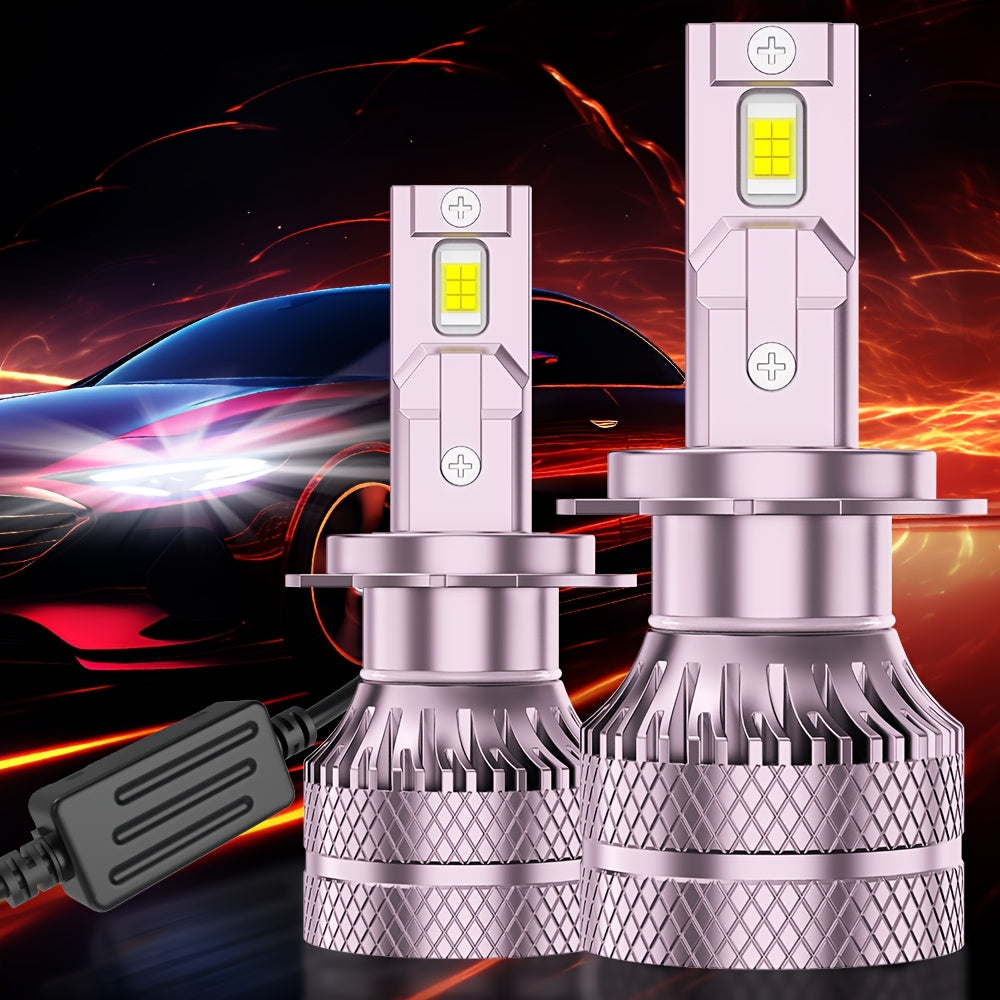 2-Pack LED Headlight Bulb Combo 9005+9006, 12V/24V 5000K Double-Sided Super Bright COB Chips, No Battery Included, Car Lighting, Transparent Beam Light, High Performance Bulbs
