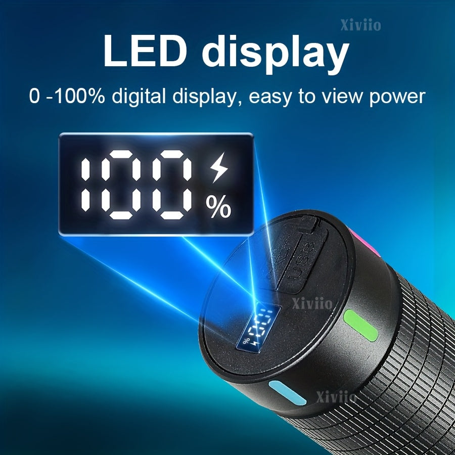 Multifunctional Flashlight 91, 5000 Lumens, 300m Beam, Dual Switch, 6 Modes, Type‑C Rechargeable, 4800mAh, IPX7 Waterproof, for Camping Hiking Emergency