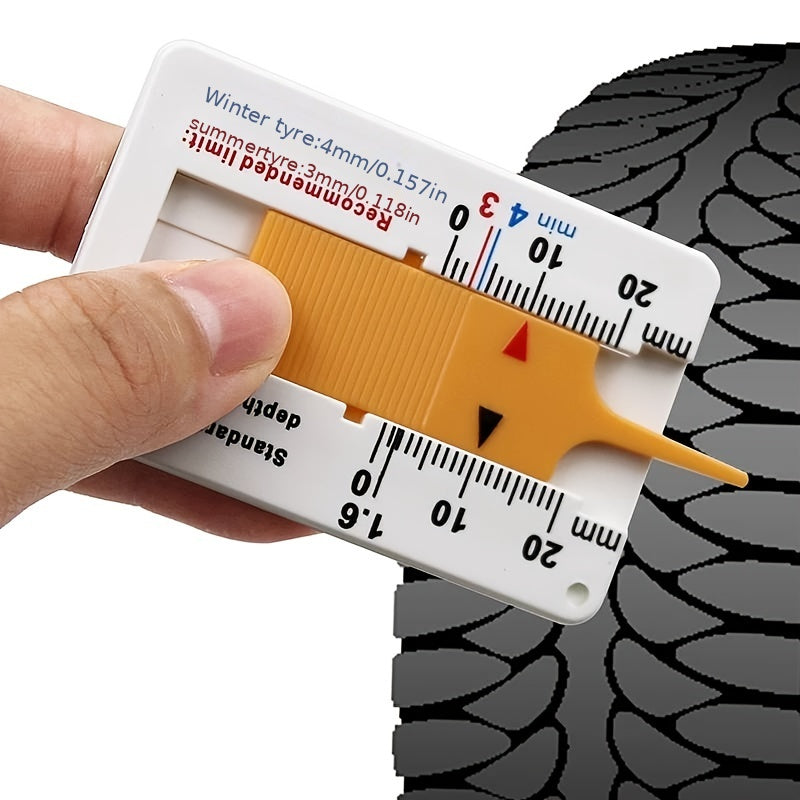 Shawty Tire Tread Depth Gauge, 0-20mm Tire Measurement Ruler, Portable Tire Tread Depth Detector, Vernier Depth Caliper, Plastic Measuring Tool for Car, Motorcycle, Truck, RV, Trailer Wheels, Home Christmas Gift