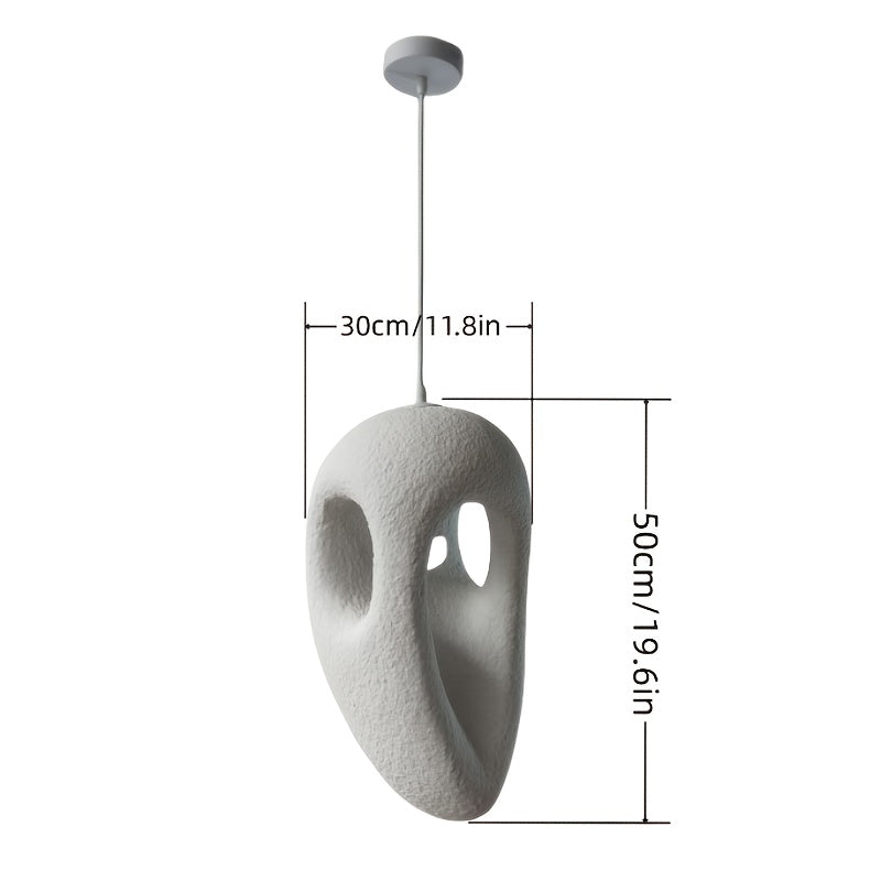 1 piece modern wabi-sabi style white pendant light, bedroom, living room, concrete + foam pendant light - with E12 US standard base - egg-shaped pendant light suitable for kitchen, hallway and many other houses, home renovation