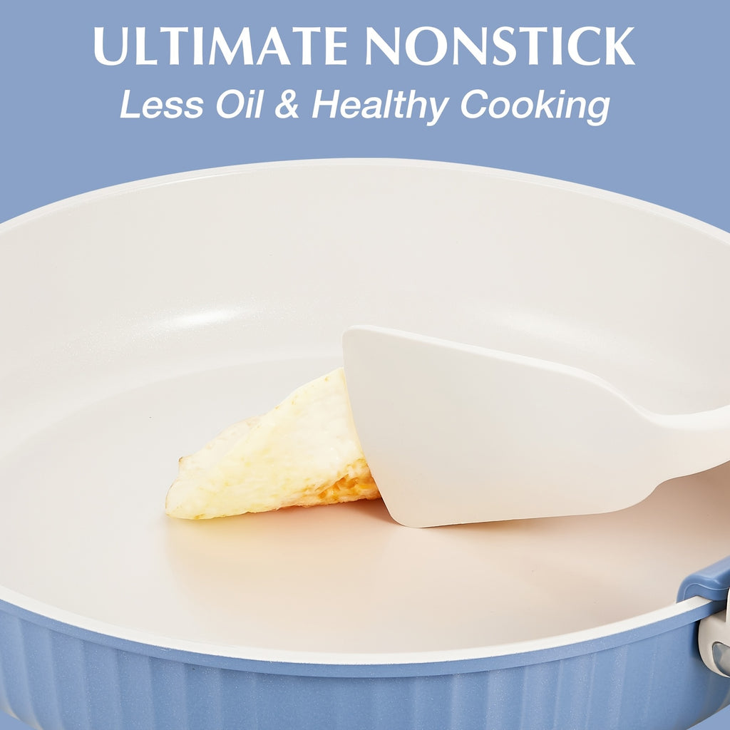 5PCS Non-stick Cookware Set, Detachable Handle Pot and Frying Pan Set, Induction Compatible Oven Safe Kitchen Cookware Set