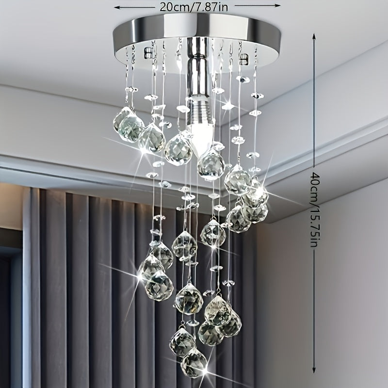 Luxury silver crystal chandelier, featuring modern fishing line design and metal structure, perfectly suitable for living room, dining room, bedroom and kitchen. E14 base (bulbs not included)