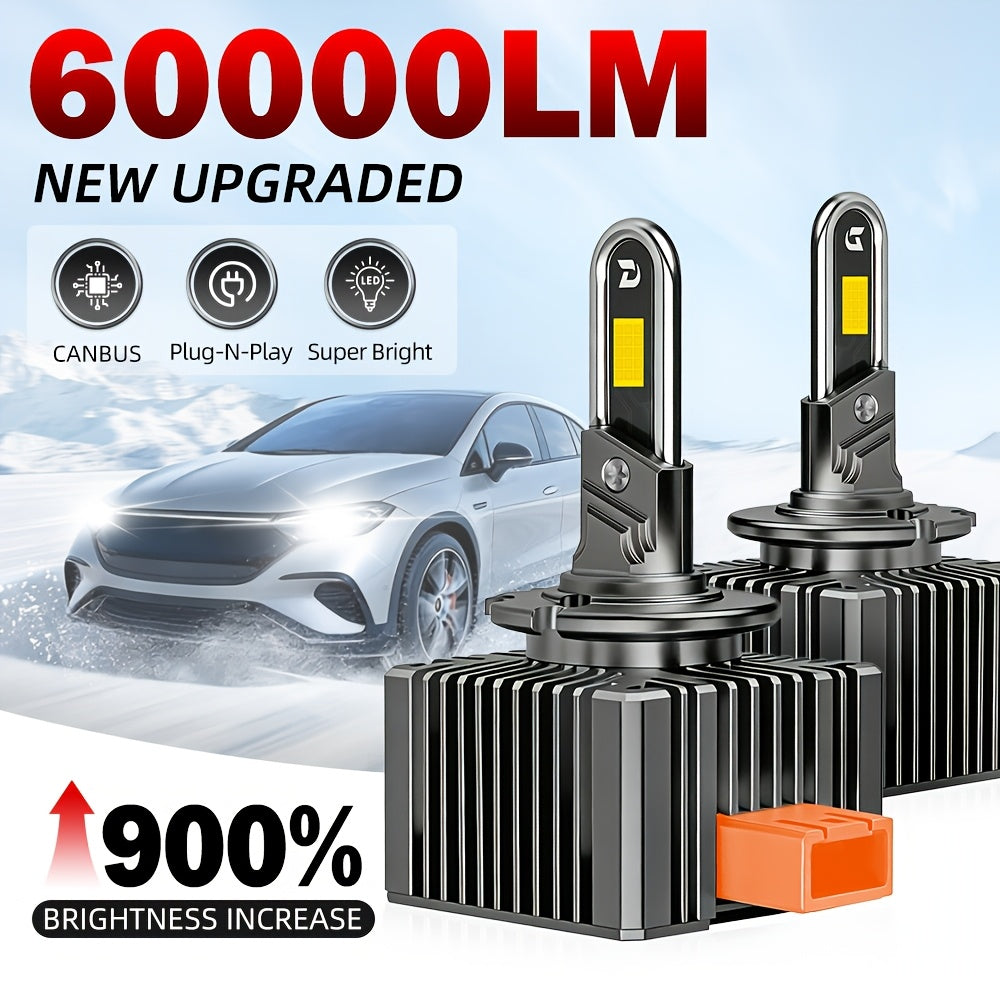 2-Pack LED Car Bulbs D1S D2S D3S D4S D8S | 270W 60000Lm Canbus Error-Free High Power Super Bright Headlight Bulbs Plug-and-Play Fast Heat Dissipation Long Life, Aluminum, 6000 Kelvin, No Battery