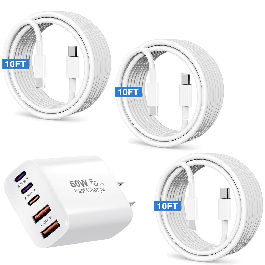 65W USB-C Charging Block, Quick Wall-Mounted Power Adapter, 5-Port USB-C Power Supply, Compatible with for Iphone 17/16/15 Pro Max/Plus/Xsipad Pro, Galaxy S25/S24 Tablets, And Various Other Devices