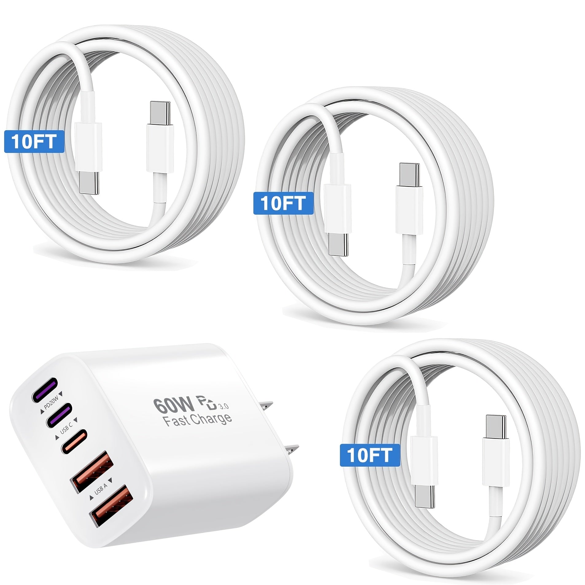 65W USB-C Charging Block, Quick Wall-Mounted Power Adapter, 5-Port USB-C Power Supply, Compatible with for Iphone 17/16/15 Pro Max/Plus/Xsipad Pro, Galaxy S25/S24 Tablets, And Various Other Devices