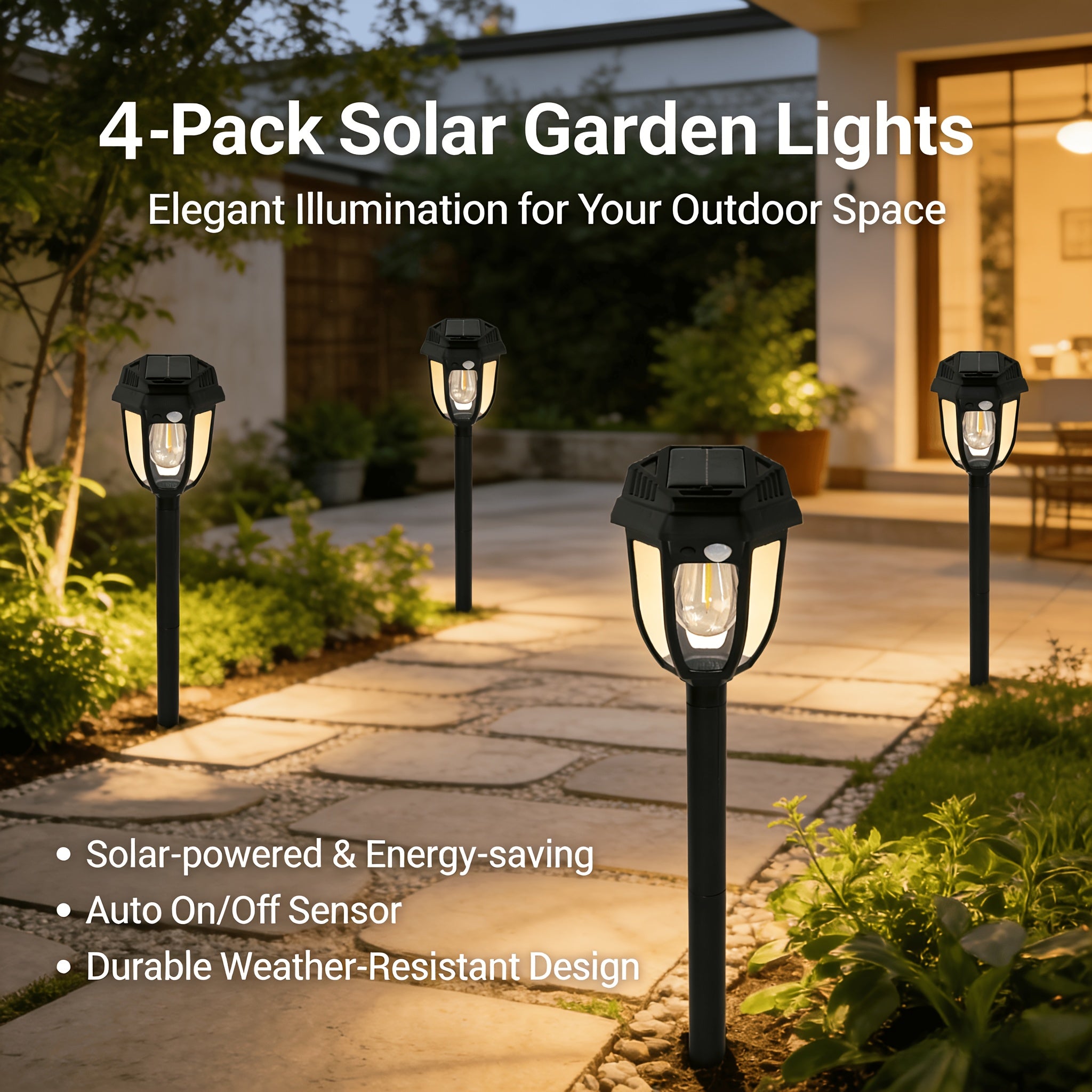 [4/3-Piece] Solar Outdoor Light Waterproof Warm Light IP44 Pathway Light 10-Hour Long-Lasting LED Landscape Light Courtyard Light Solar Street Light Path Light Suitable for Sidewalk, Path
