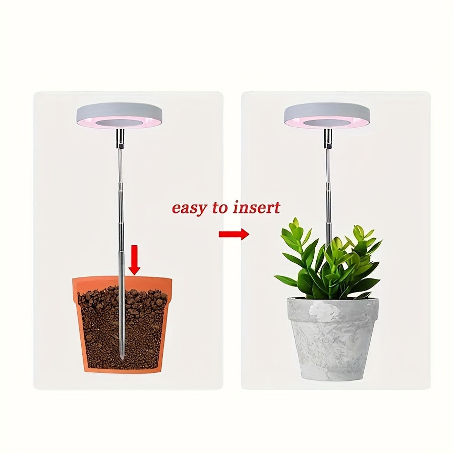 3 Pcs LED Plant Grow Light, Indoor Full Spectrum Ring Grow Light, Adjustable Height & Angle USB 5V Plant Lamp with 2/4/8H Auto Timer, 3 Lamp Heads, Seedlings Succulents Starting Grow Light