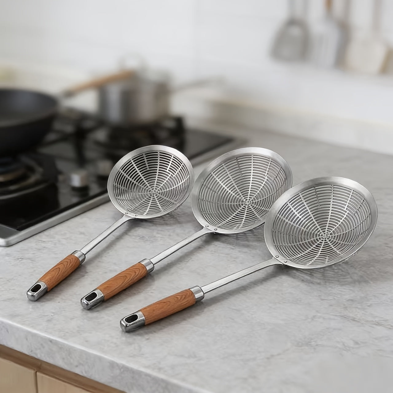 Stainless Steel Skimmer Ladle, Noodle Scoop – Multi-Function Kitchen Strainer – Hot Pot Strainer Spoon – Perfect for Home, Hotel, Picnic