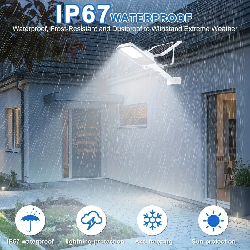 1/2/4 Pack Remote Control Solar Street Light, 6000mAh Waterproof IP65, 6500K Dimmable 345 LED Outdoor Solar Light Perfect for Garden, Patio, Garage, Courtyard, Walkway, Street, Easy and Simple Installation, Freely Combinable