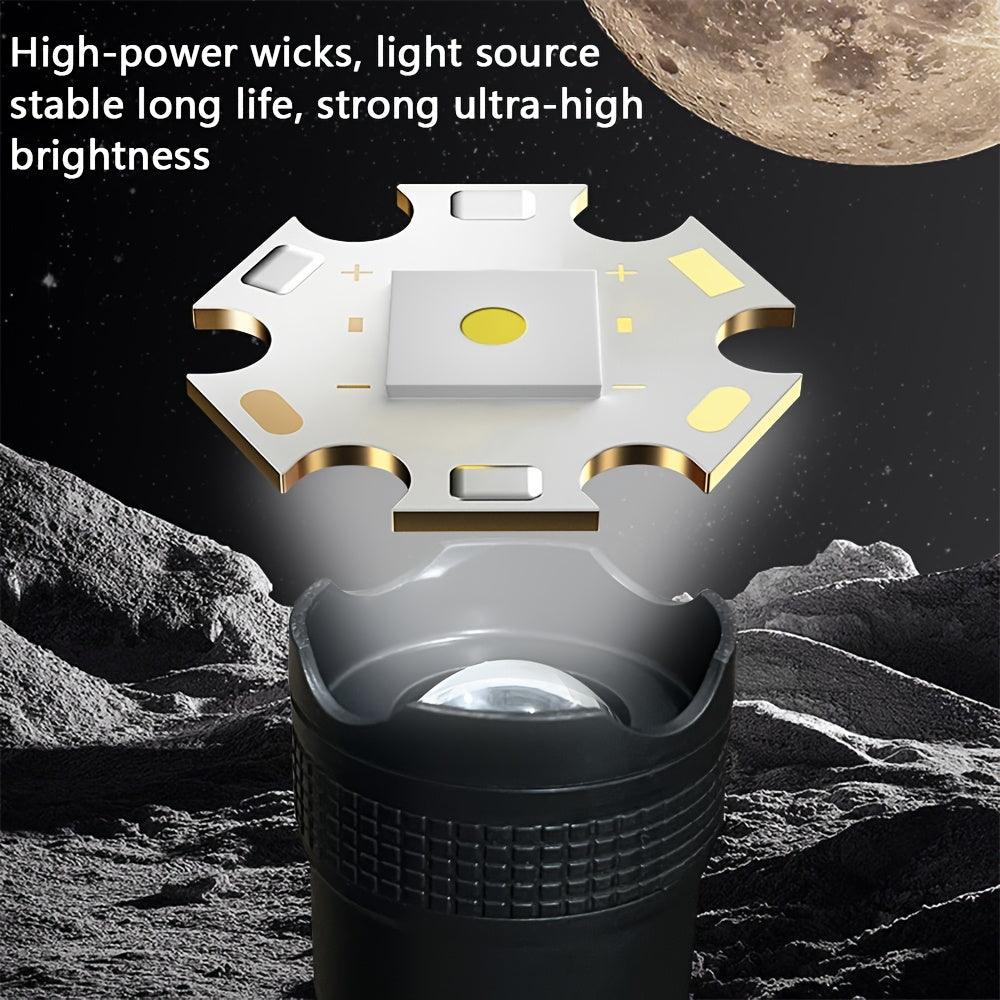 1Pc Super Bright Tactical Rechargeable LED Flashlight, 3 Lighting Modes, Digital Display Screen, Durable & Long Lasting, Ideal for Outdoor Enthusiasts, Hiking, Hunting, Camping and Other Lighting Needs
