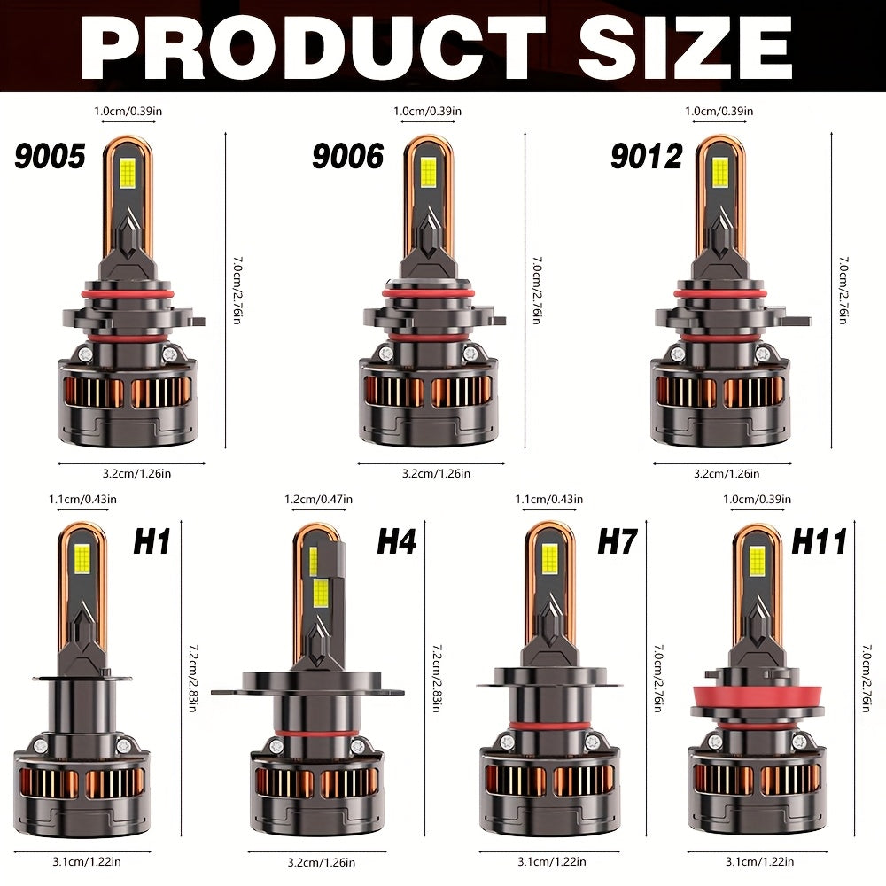 4-Pack, 2Pcs 9005 + 2Pcs H11, H4 Car LED Headlights, H7 LED Bulbs, 120,000 Lumens, Low/High Beam, H1, H4/9003/HB2, H7/H18, H8/H9/H11/H16, 9005/HB3, 9006/HB4, 9012/HIR2, 12V/24V, with External Driver, No Battery Needed