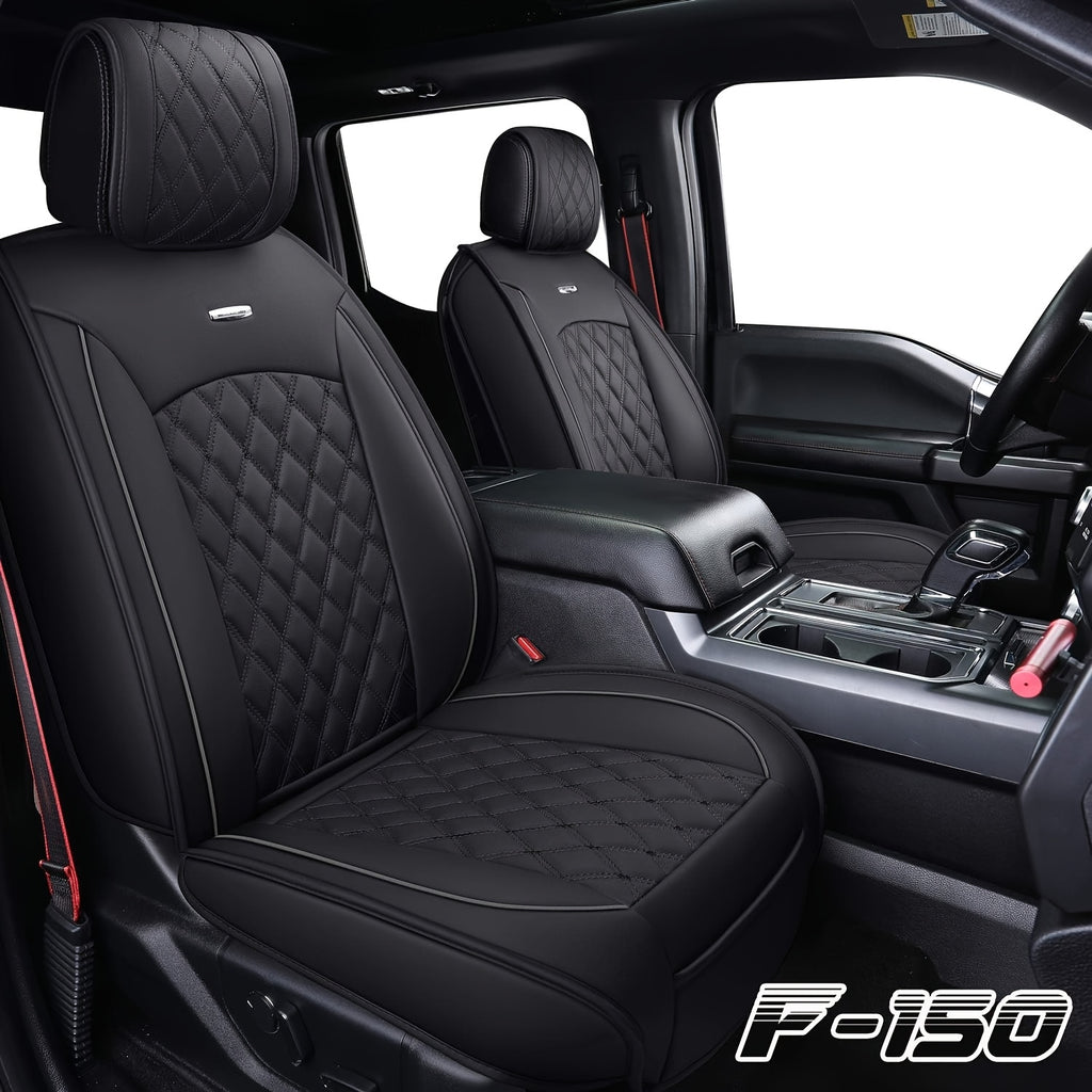 Aierxuan Offers a Complete Set of Car Seat Covers for F150, Made of Waterproof Artificial Leather. These Car Seat Cushions Are Designed to Fit a Variety of Vehicles, Including SUVs and Pickup Trucks, Especially Ford Models from 2009 to 2025.