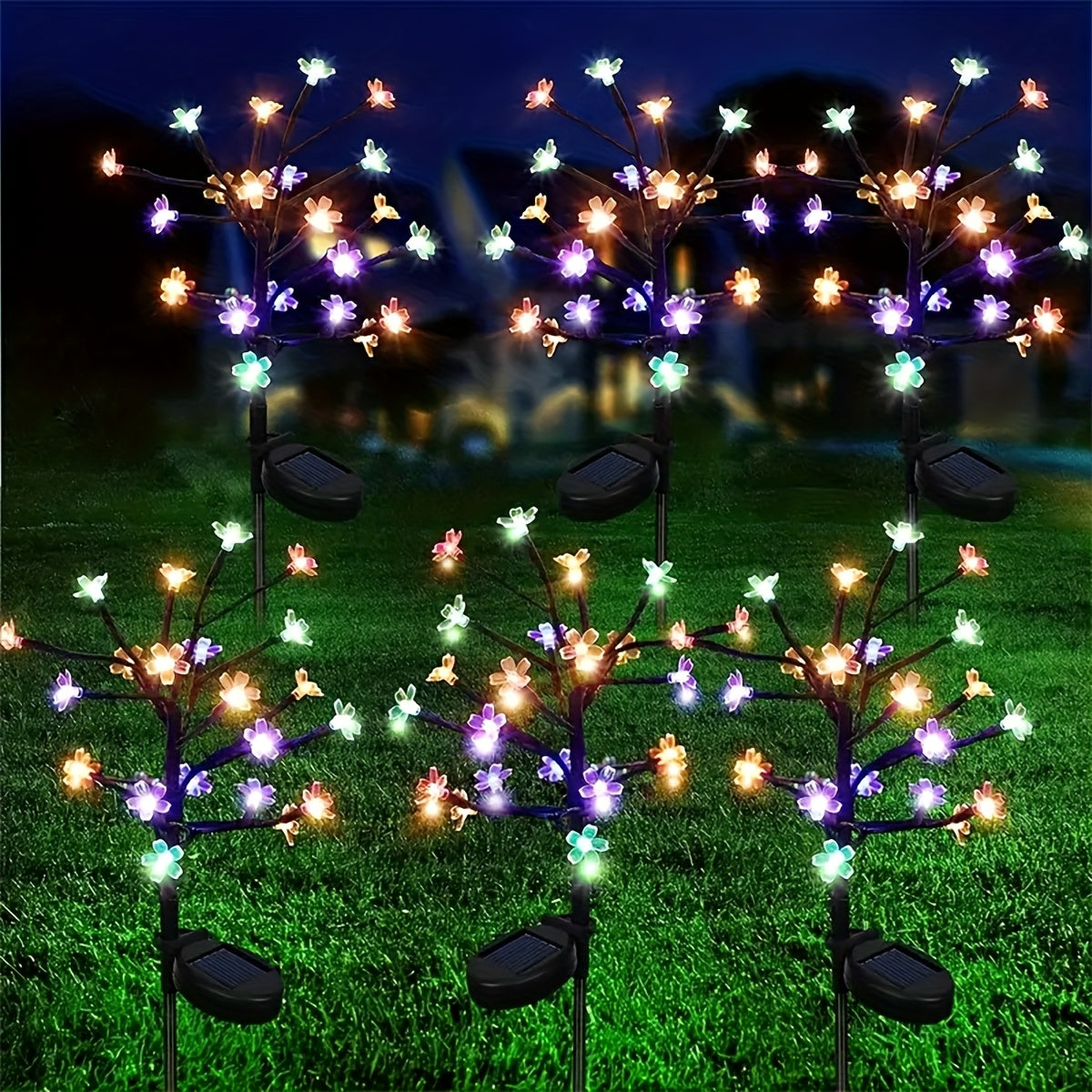 1pc/2pcs Solar Branch Cherry Blossom Light, Christmas Outdoor Courtyard Decorative Cherry Blossom LED Ground Insert Light Suitable for Garden Lawn Courtyard Patio Decoration, Path, Perfect Christmas Holiday Party Decoration Gift