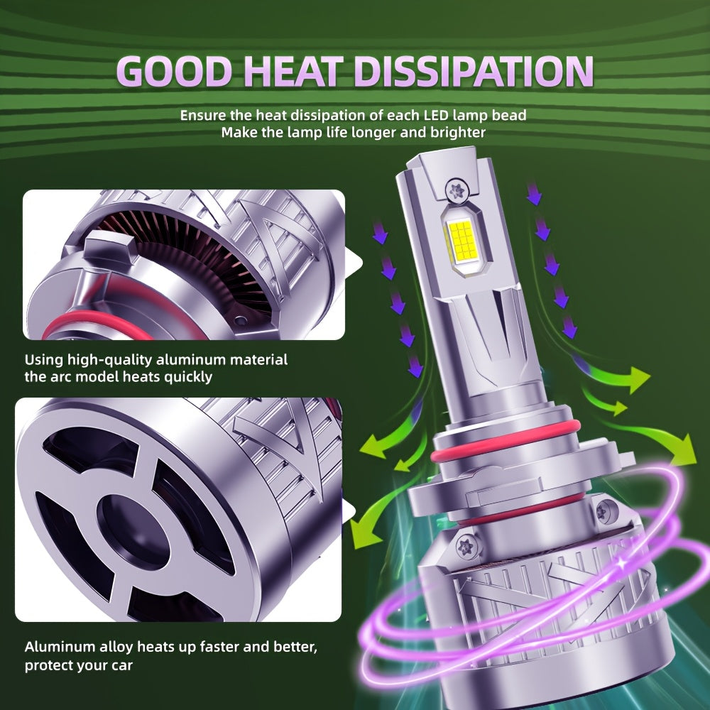 2-Pack LED Headlight Kit, Compatible with H11/H7/H4/H1, 9005/9006/9012 - 56000LM, 6500K Cool White Light, Turbo Fan Cooling and High Durability, Designed to Fit Most Vehicles, No Battery Needed