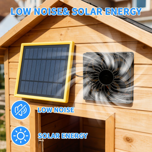 1PC Solar Panel & Portable Cooling Fan, Solar Ventilation Exhaust Fan Kit for Outdoor Air Circulation, Suitable for Greenhouse, Chicken Coop, Shed, Pet House and More, Battery-Free Operation