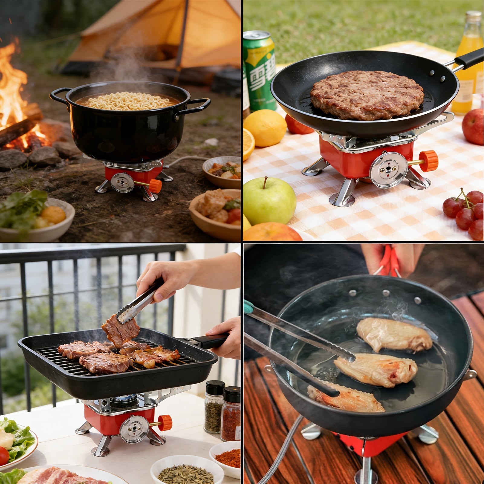 Portable Windproof Folding Stove - Lightweight & Compact Camping Stove with Adjustable Flame, Ideal for Backpacking, Hiking, Picnic & Home Emergency - Essential for Solo & Group Camping