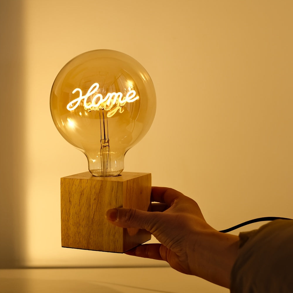 1-pack, globe bulb, vintage globe Edison bulb, HOME letter bulb, amber decorative bulb, G40 LED filament bulb, dimmable, 4W, 2300K warm light bulb, decorative bulb