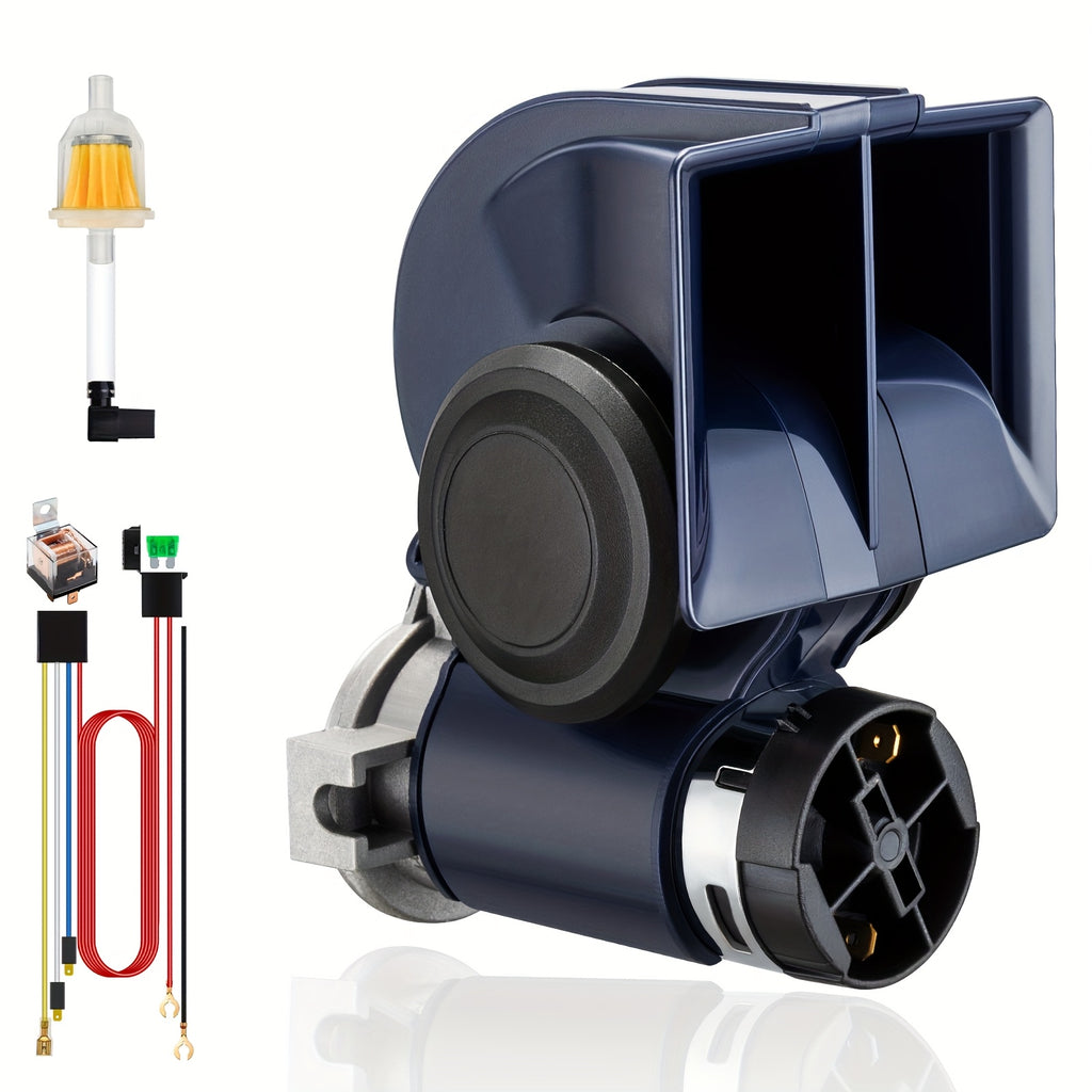 ALLREY 12V Loud Truck Horn Electric Snail Air Horn Kit with Relay Wiring Harness, Suitable for Vehicles, Motorcycles, Boats