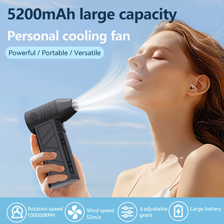 High Capacity Portable High Speed Turbo Fan, Handheld Personal Powerful Cooling Fan, Rechargeable Long Lasting Battery, Multifunctional for Home Outdoor Work Travel Camping Yard Use, Ideal for Dust Blowing