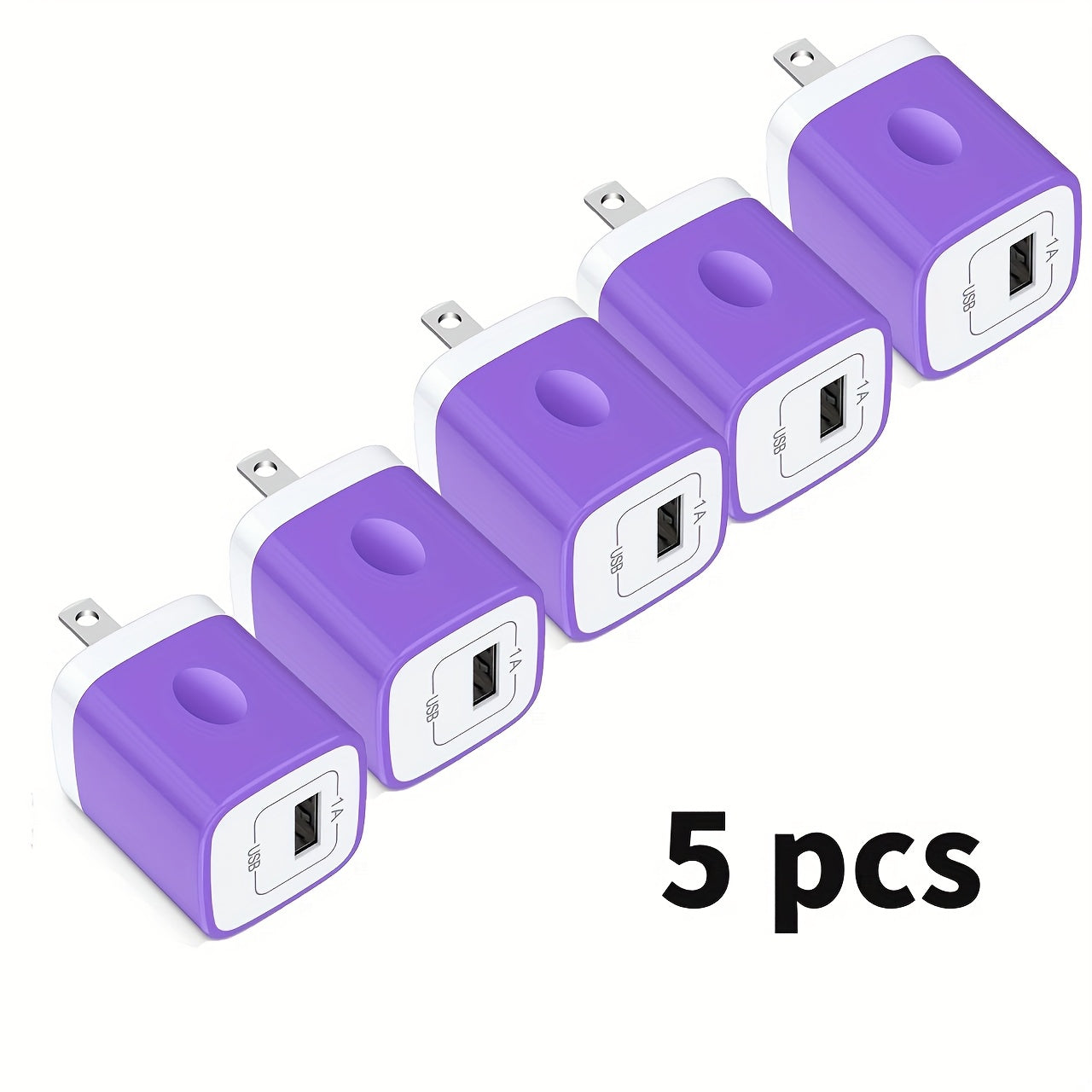 [5pcs-1Port 5W] USB Charger Wall Plug, Outlet AC Power Adapter Block Cube for iPhone, for iPad, for Samsung, for Android or Type A Phones Charge Multiple USB Hub Station Base
