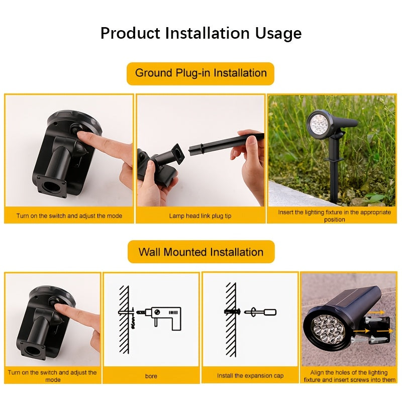 Solar lawn light, super bright recessed courtyard light, dimmable home garden landscape lighting lamp