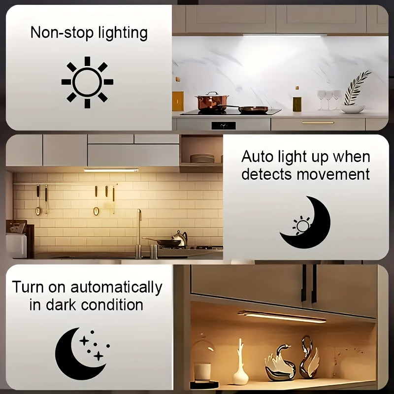 [Magnetic LED light] 2-pack rechargeable magnetic LED motion sensor light | wireless, adjustable brightness and color, cabinet light, wardrobe lighting, stylish modern design | available in 7.87in / 11.8in / 15.7in lengths