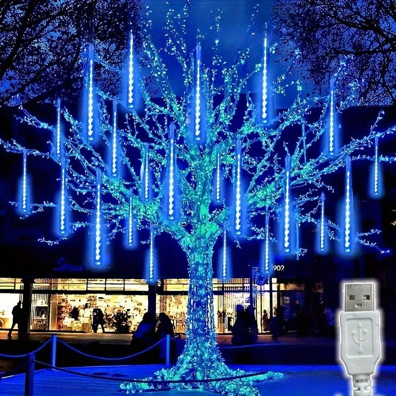 2026年新款USB LED流星灯 - 8管50CM/30CM，适用于婚礼、万圣节、新年、情人节、斋月、复活节等节日装饰，多种颜色可选，无需电池，季节性灯光，活动装饰，氛围照明，节能LED，多彩灯光，派对布置，家居装饰