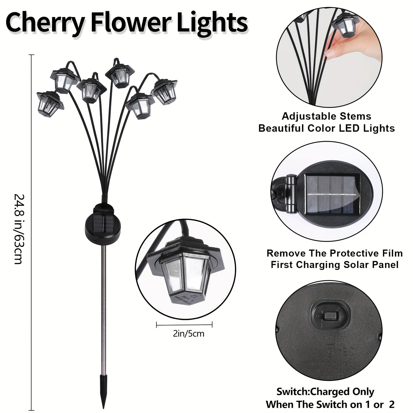 OTDECOR Solar 6-Head Vintage Lantern Lawn Light 2 Pack, Outdoor Path Ground Insert Light with Warm LED Light Source, Garden Decorative Light, Ideal Gift for Gardening Enthusiasts and Mothers, Perfect for Courtyard, Yard and Flower Beds