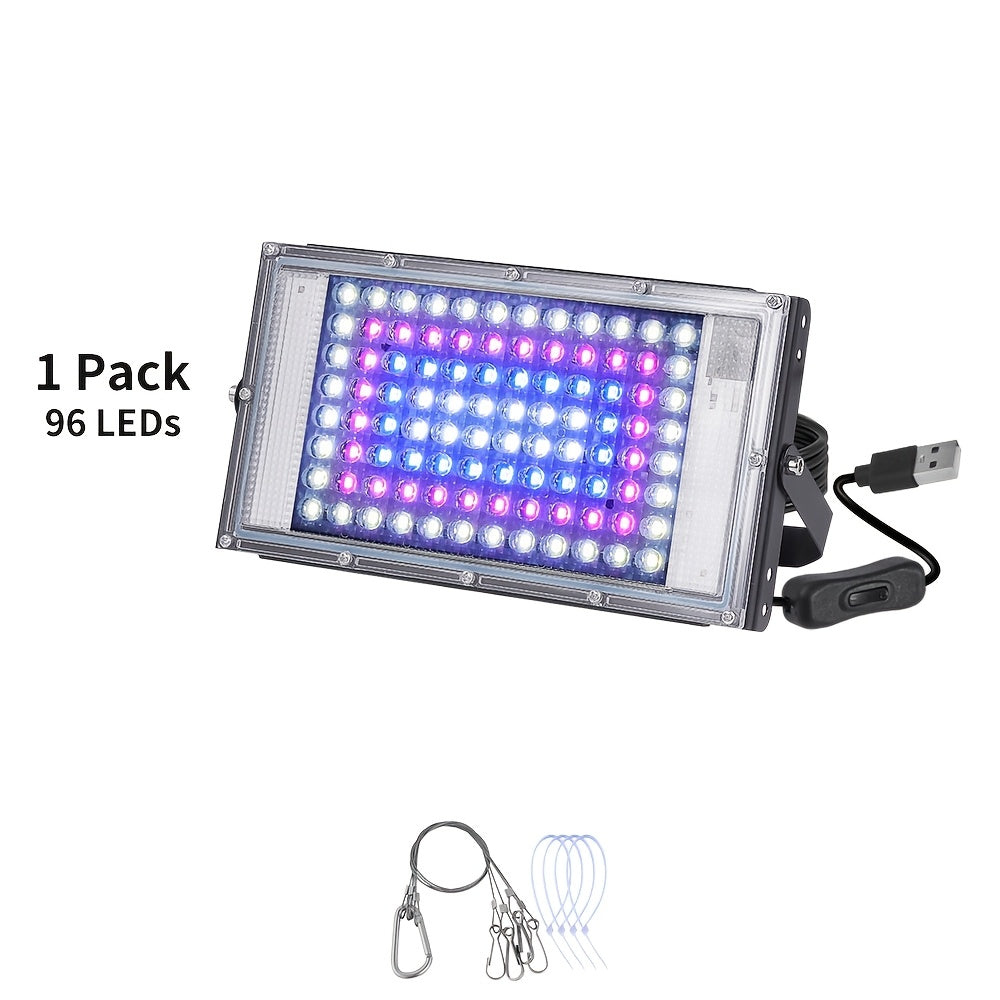 1-4 Pack 50/96/144 LED Full Spectrum Plant Grow Light, Ideal for Indoor Plant Seed Germination, Blooming and Fruiting, Equipped with 59 Inch Power Cord, USB Plug and Switch, Low Voltage 5V