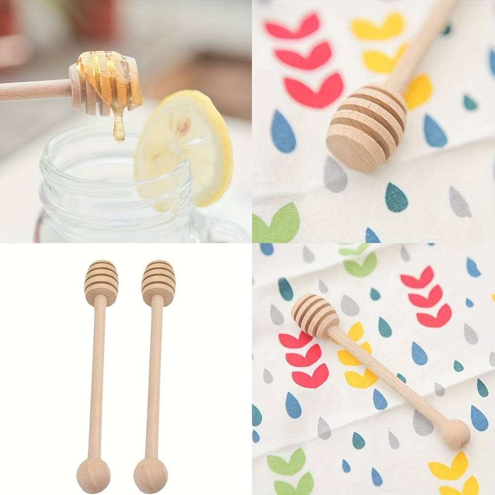 Wooden Honey Dipper – Natural Wood Honeycomb Dripper, Long-Handled Stirrer for Honey, Syrup & Jam – Kitchen Utensil & Stirring Tool